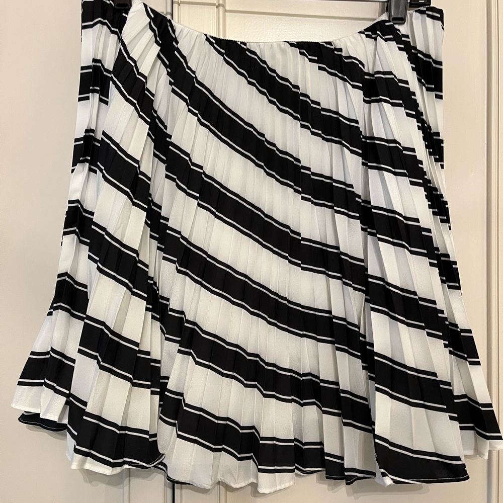 Anthropologie Black and White Pleated Mini Skirt